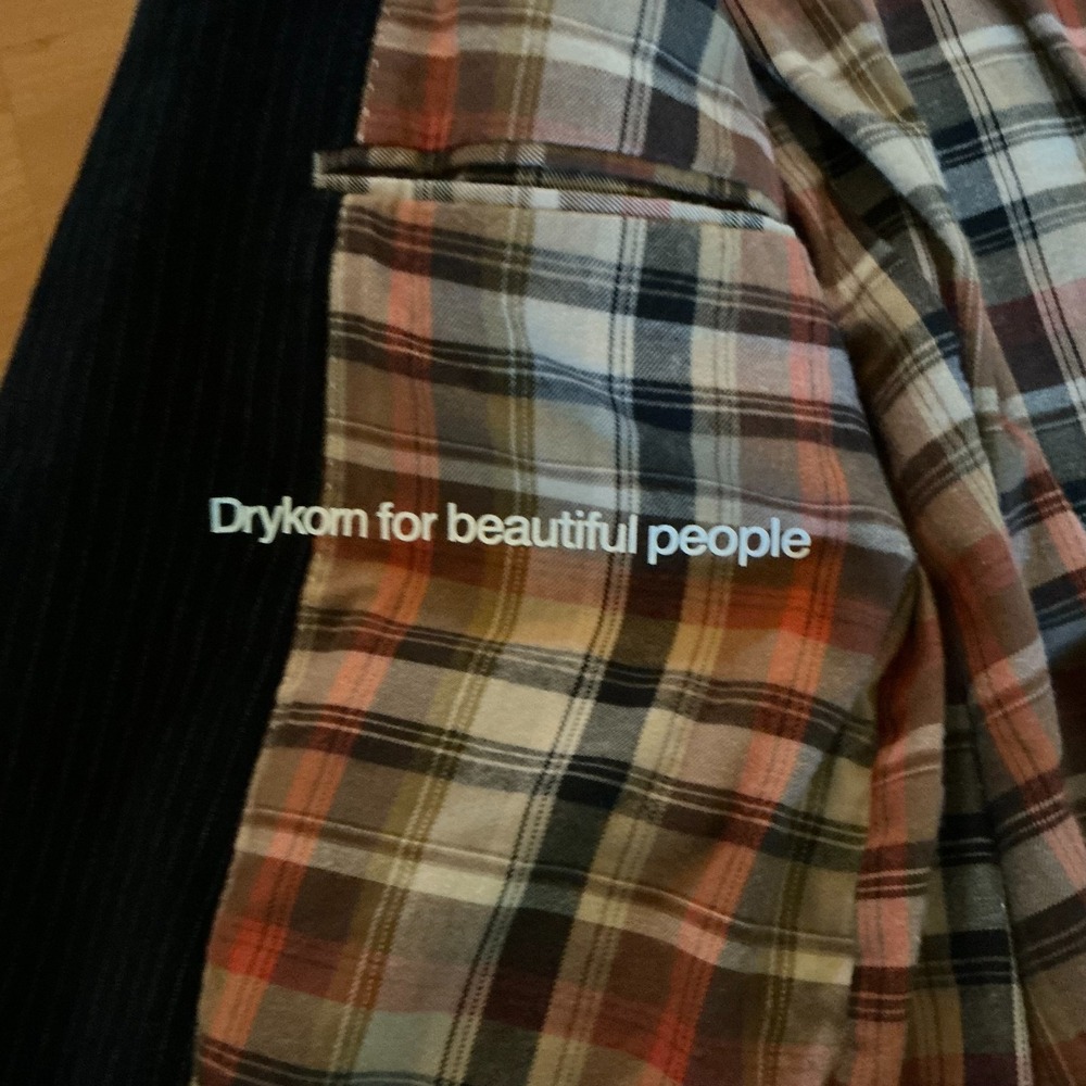 Drykorn Oslo Pinstripe Blazer 54 /44R Black Velvet Cotton Sport Coat Plaid Lined - Picture 5 of 11